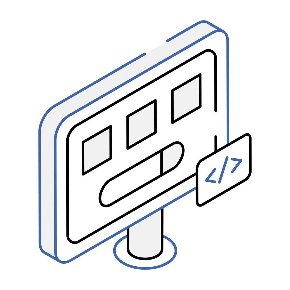 een interface die isometrisch overzichtspictogram codeert vector