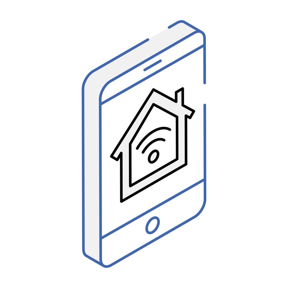 huis in een mobiele, isometrische stijl van slimme app vector