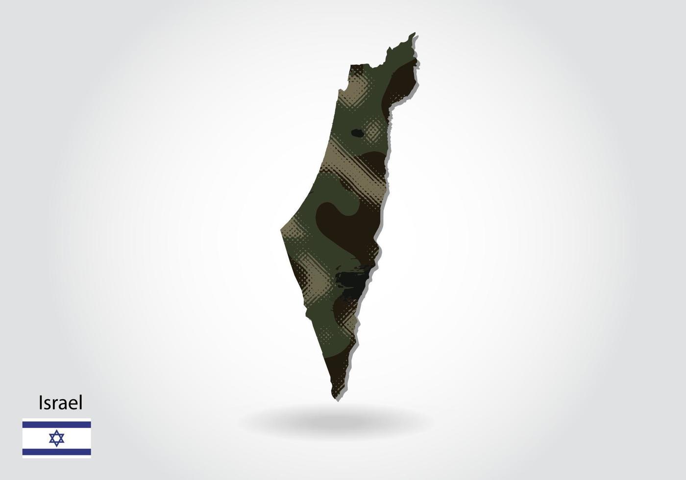 Israël kaart met camouflagepatroon, bos - groene textuur in ma vector