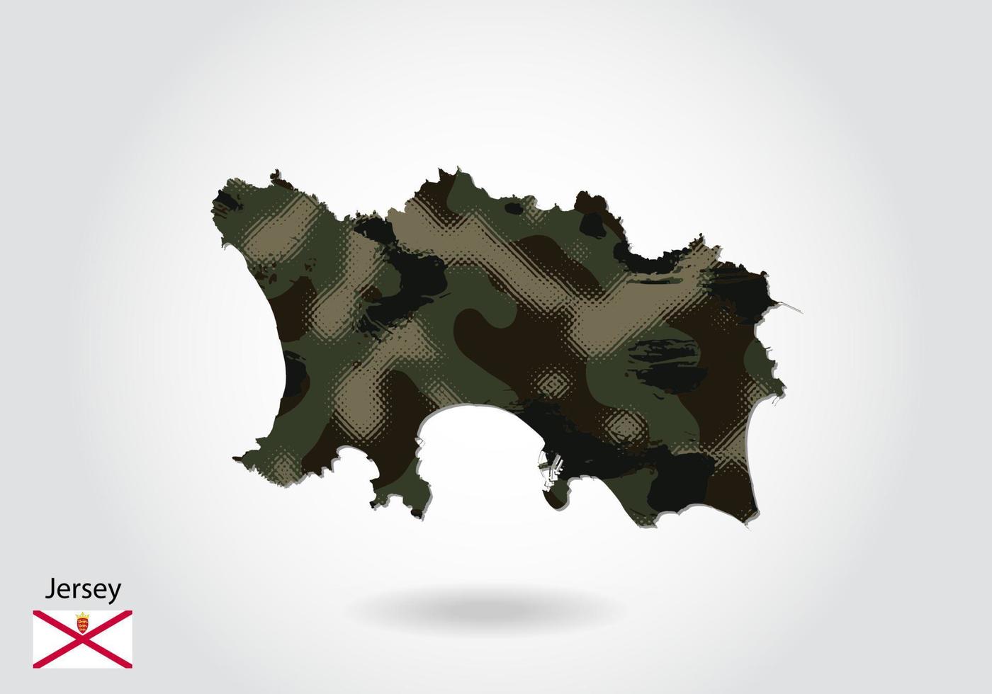 jersey kaart met camouflagepatroon, bos - groene textuur in ma vector