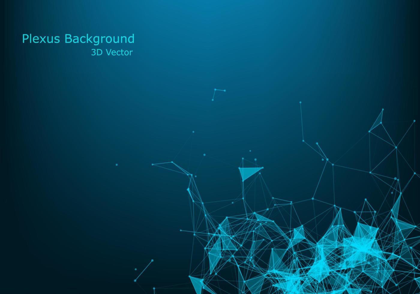 3D-vector plexus als achtergrond. technologie en verbindingsthema. heldere hoekpunten verbonden met dunne lijnen. vector