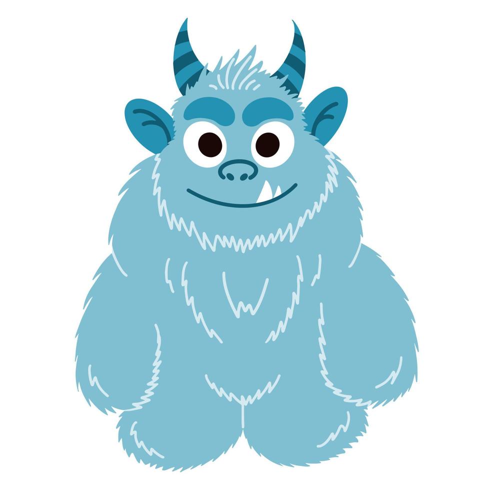 Yeti stripfiguur. bigfoot vectorillustratie geïsoleerd op een witte achtergrond. blauwe monster baby illustratie vector