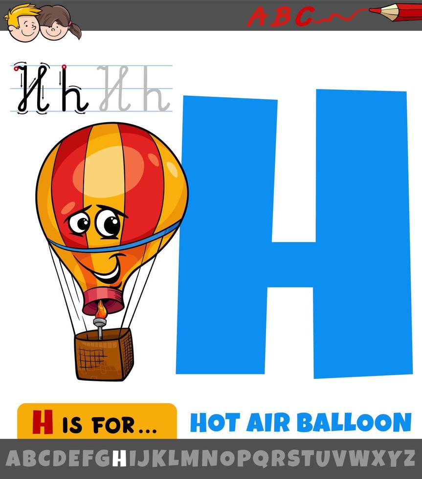 letter h uit alfabet met cartoon luchtballon vector