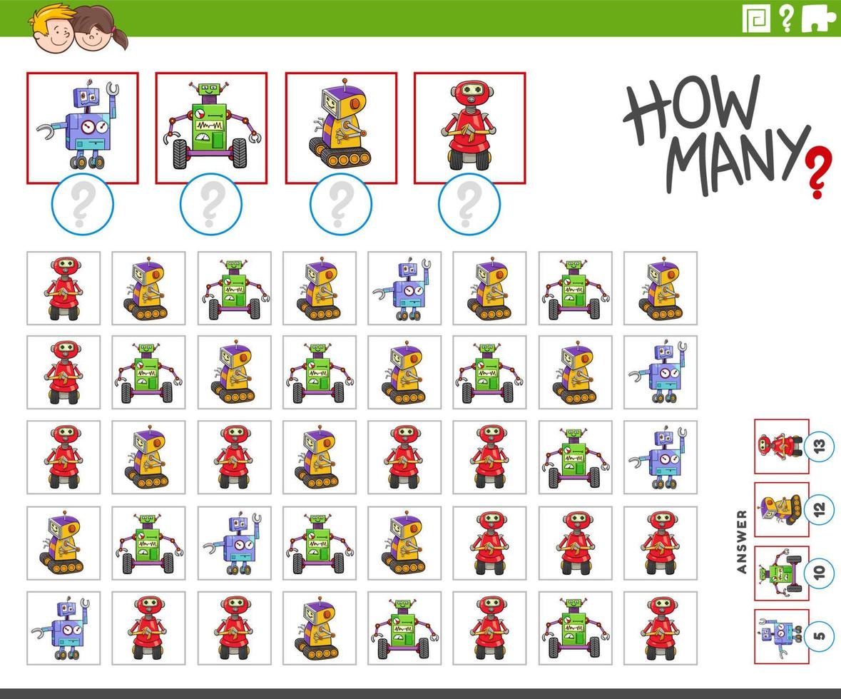 hoeveel stripfiguren tellende robotpersonages spel vector