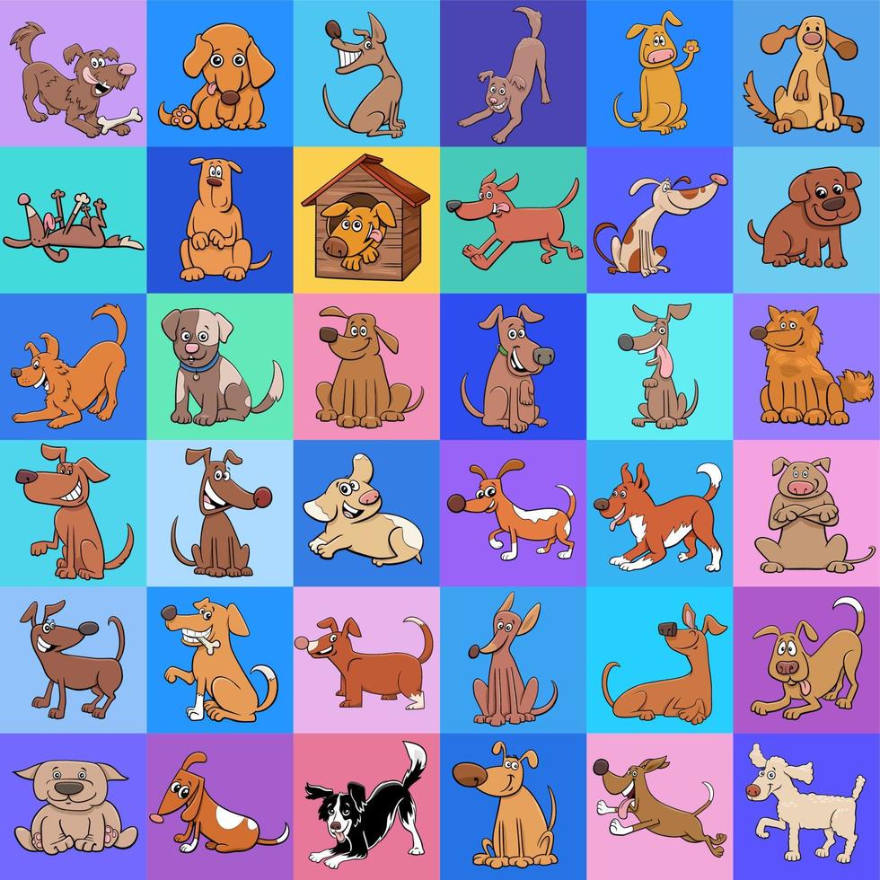patroon of achtergrondontwerp met stripfiguren van honden vector