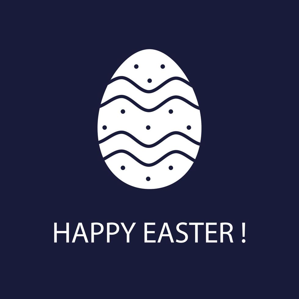 gelukkig Pasen. minimalistische ansichtkaart met een beschilderd ei op blauwe achtergrond. vectorillustratie in doodle lijnstijl. vector