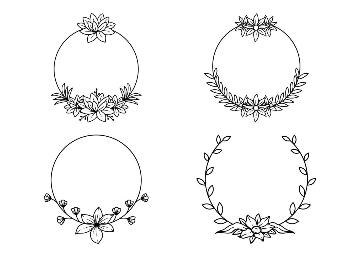 bloemen frame cirkel schets pictogram ontwerp ilustration sjabloon vector