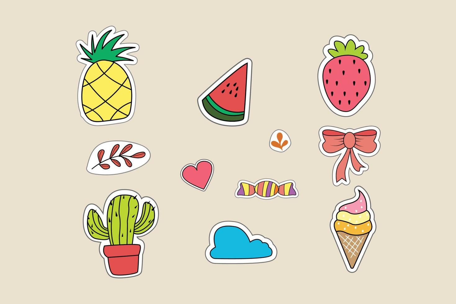 schattige stickerset afbeelding vector