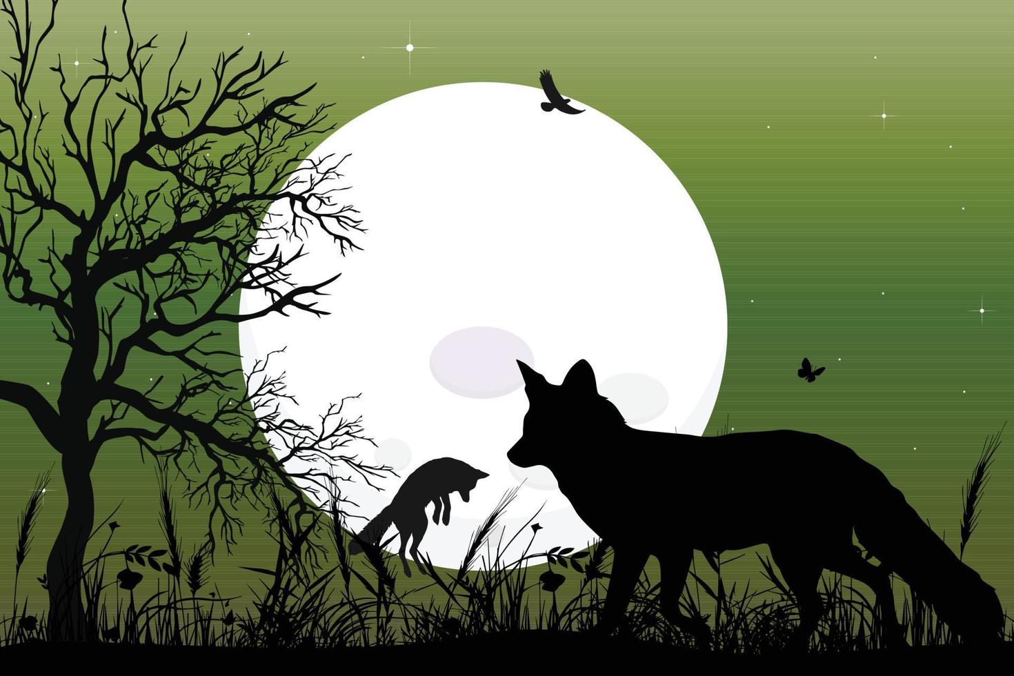 schattig wolf dier silhouet afbeelding vector