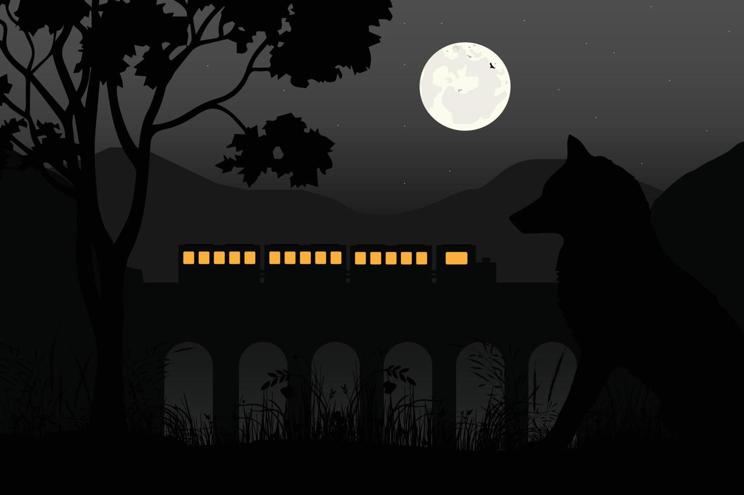 schattige wolf silhouet afbeelding vector