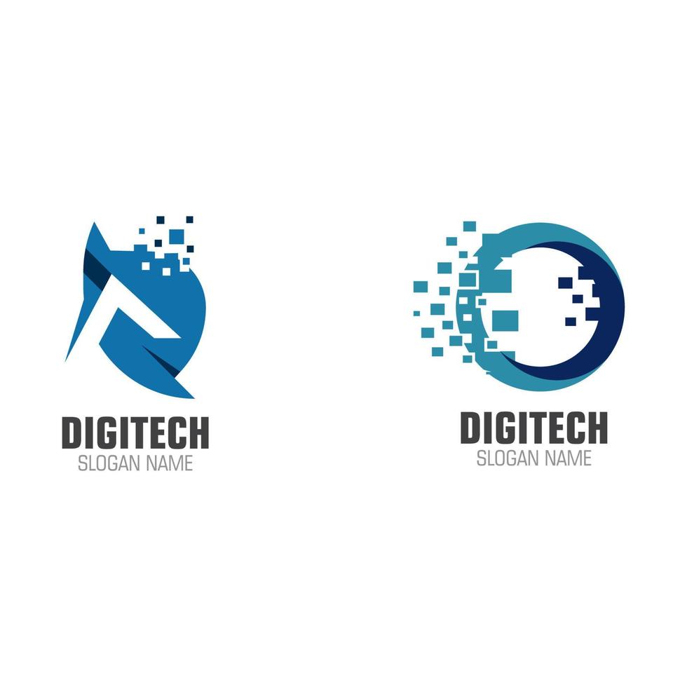 pixel digitaal creatief logo-ontwerpsjabloon voor moderne technologie vector