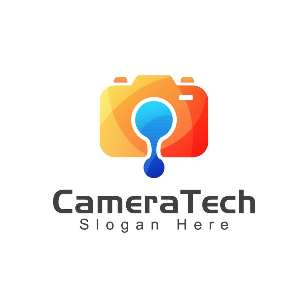 moderne camera technologie gradiënt logo vector ontwerpsjabloon