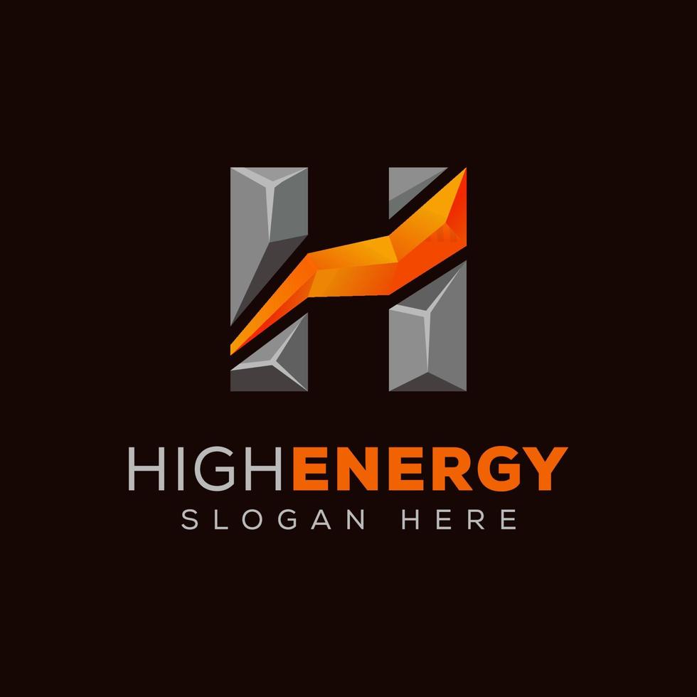 moderne letter h met bliksemschicht, hoog energetisch logo-ontwerp vector