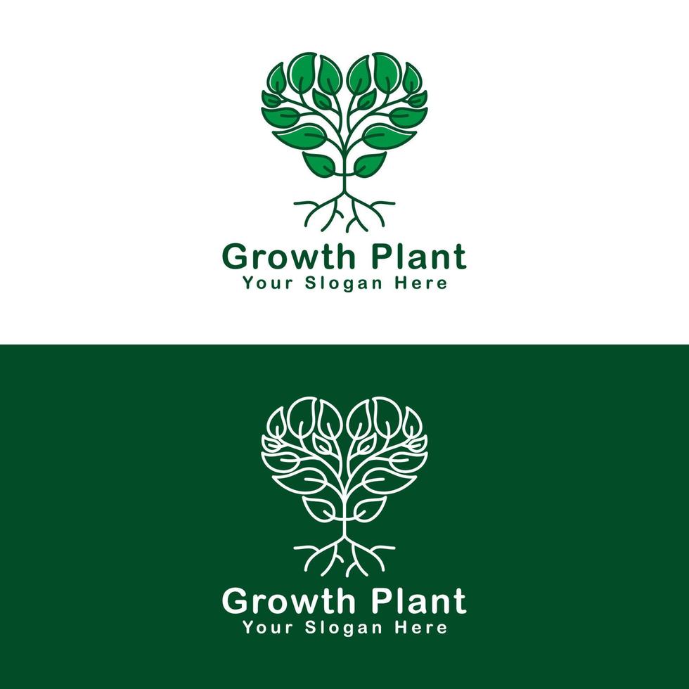 liefde groei boom of plant logo twee versie vector