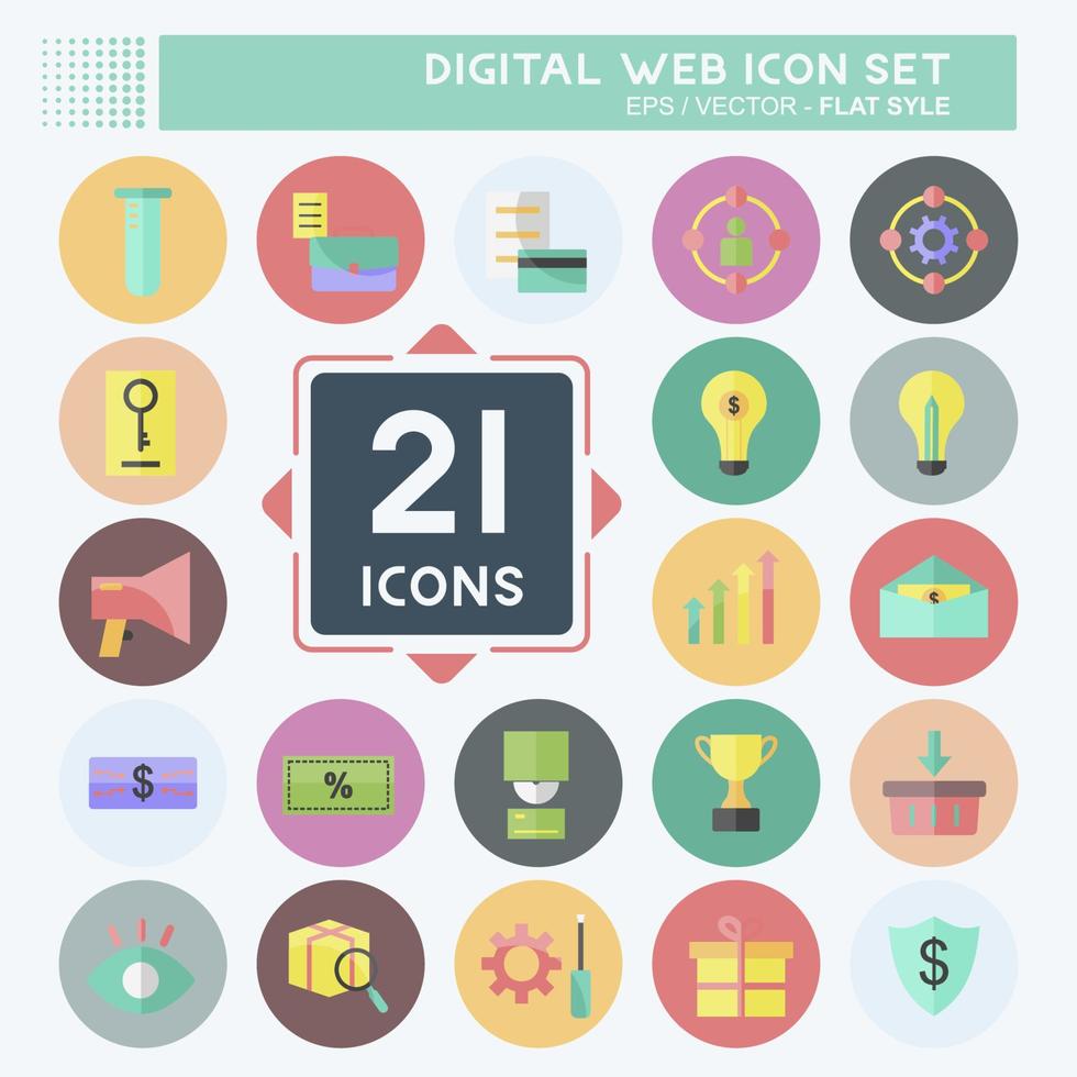 digitale web icon set. geschikt voor digitaal websymbool. vlakke stijl. eenvoudig ontwerp bewerkbaar. ontwerp sjabloon vector. eenvoudige symboolillustratie vector