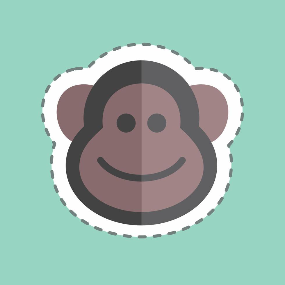 sticker lijn gesneden aap. geschikt voor dier symbool. eenvoudig ontwerp bewerkbaar. ontwerp sjabloon vector. eenvoudige symboolillustratie vector