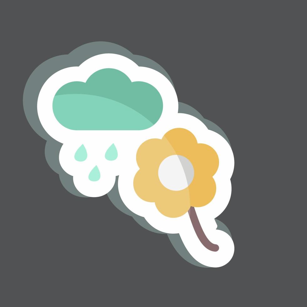 stickerbloem met regen. geschikt voor tuinsymbool. eenvoudig ontwerp bewerkbaar. ontwerp sjabloon vector. eenvoudige symboolillustratie vector