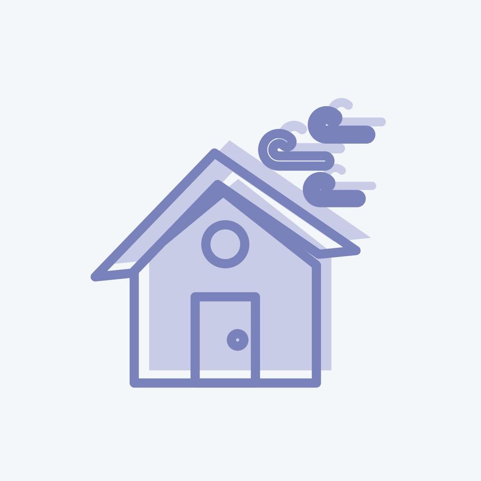 pictogram winden raken huis. geschikt voor rampen symbool. tweekleurige stijl. eenvoudig ontwerp bewerkbaar. ontwerp sjabloon vector. eenvoudige symboolillustratie vector