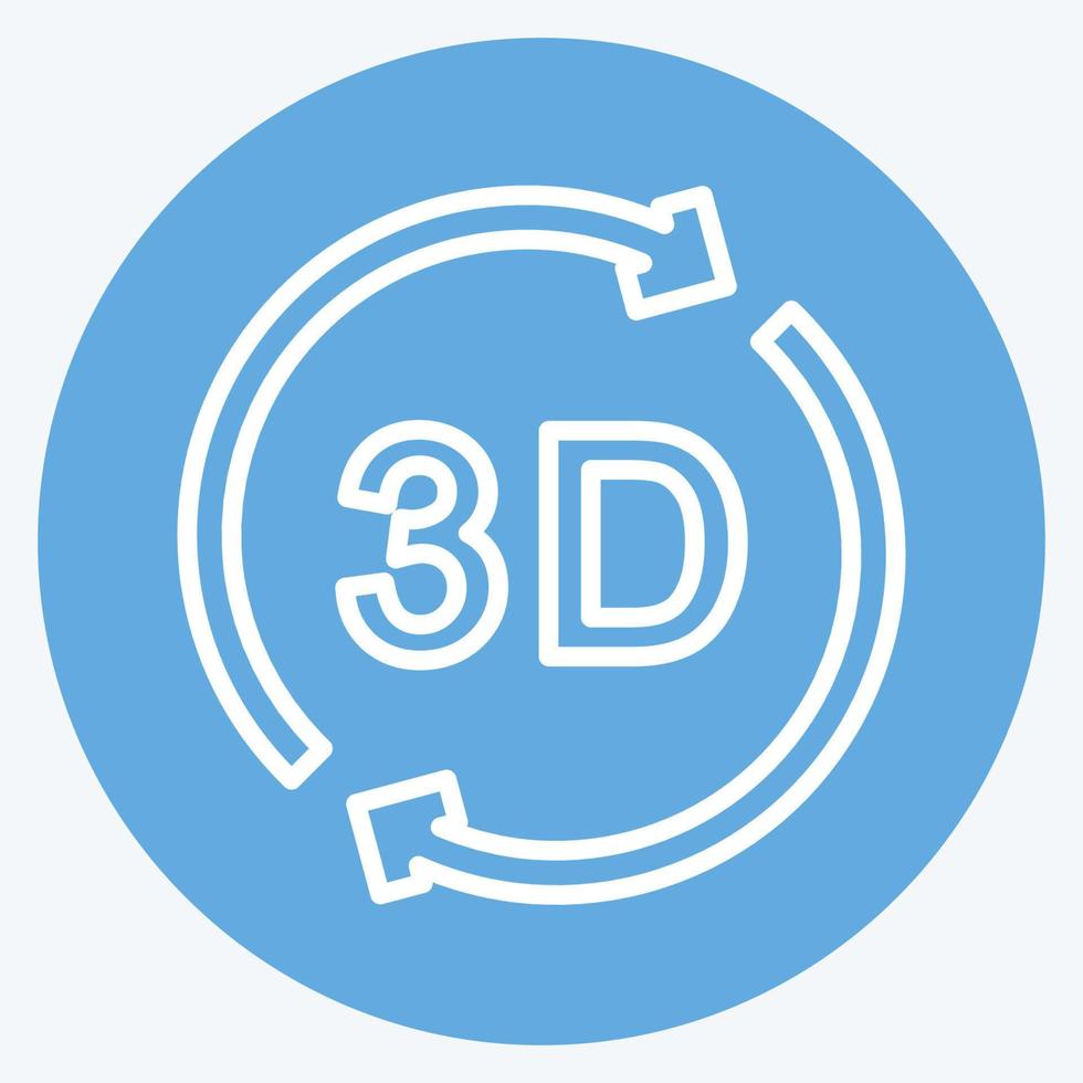 pictogram 3D-rotatie. geschikt voor infographics symbool. blauwe ogen stijl. eenvoudig ontwerp bewerkbaar. ontwerp sjabloon vector. eenvoudige symboolillustratie vector