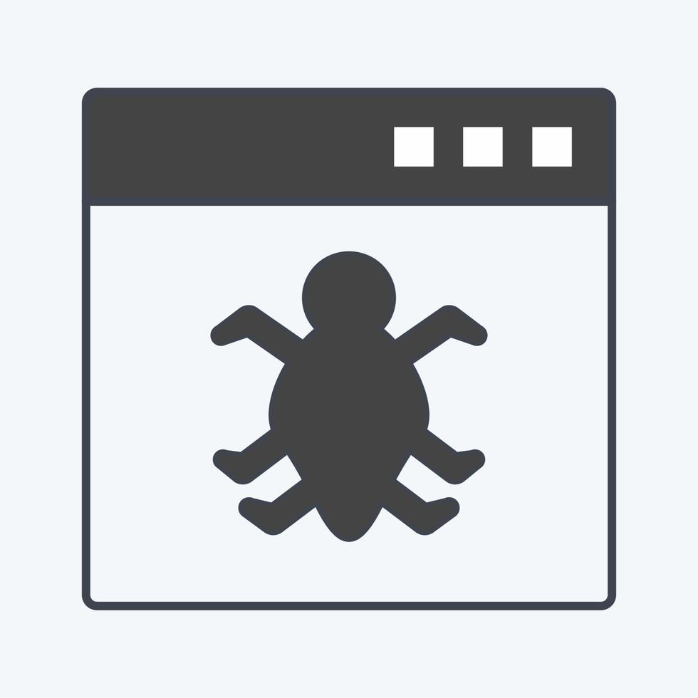 icoon bug in applicatie. geschikt voor het programmeren van symbool. glyph-stijl. eenvoudig ontwerp bewerkbaar. ontwerp sjabloon vector. eenvoudige symboolillustratie vector