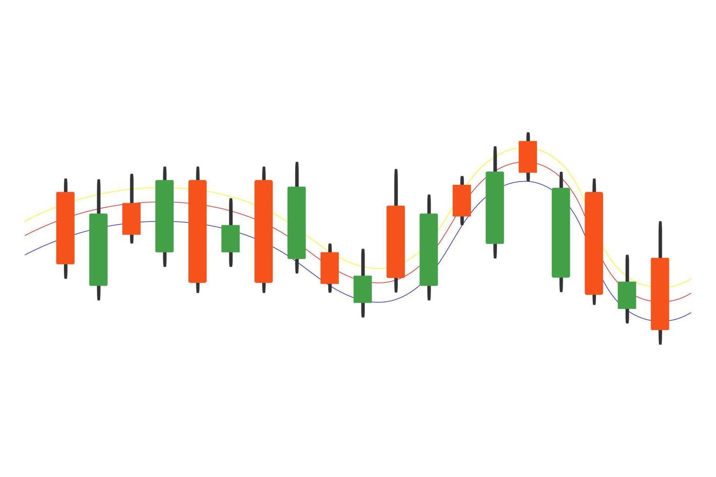 aandelenhandel gegevens op grafiek met Japanse kaarsen. grafiek voor financiële markten. online analyse voor investeringen vector