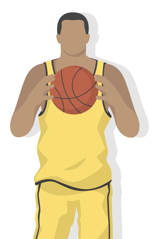 basketbalspeler in moderne stijl vectorillustratie, sport man eenvoudige platte schaduw geïsoleerd op een witte achtergrond. vector