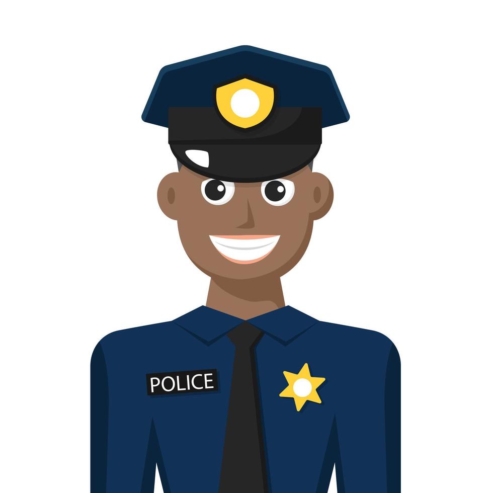 kleurrijke eenvoudige platte vector van politieagent, pictogram of symbool, mensen concept vectorillustratie.