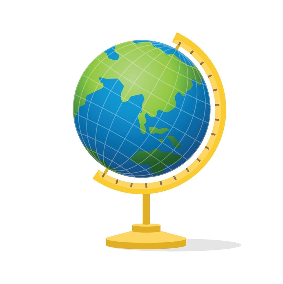 gedetailleerde gekleurde wereldbol, gradiëntafbeeldingen geïsoleerd op een witte achtergrond. vector