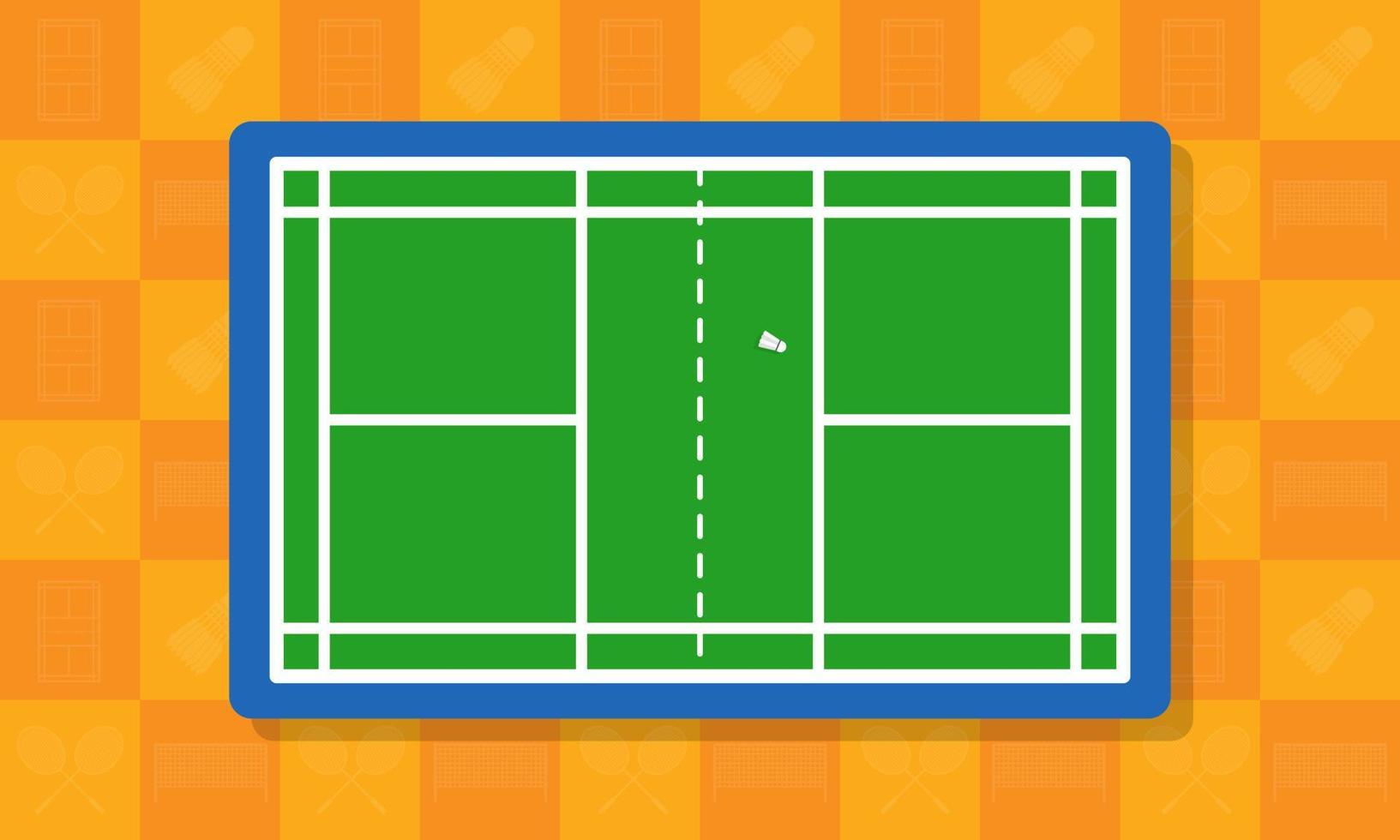 vectorillustratie van cartoon badminton veld achtergrond. geschikt voor inhoud voor kinderen, sport, games, enz. vector