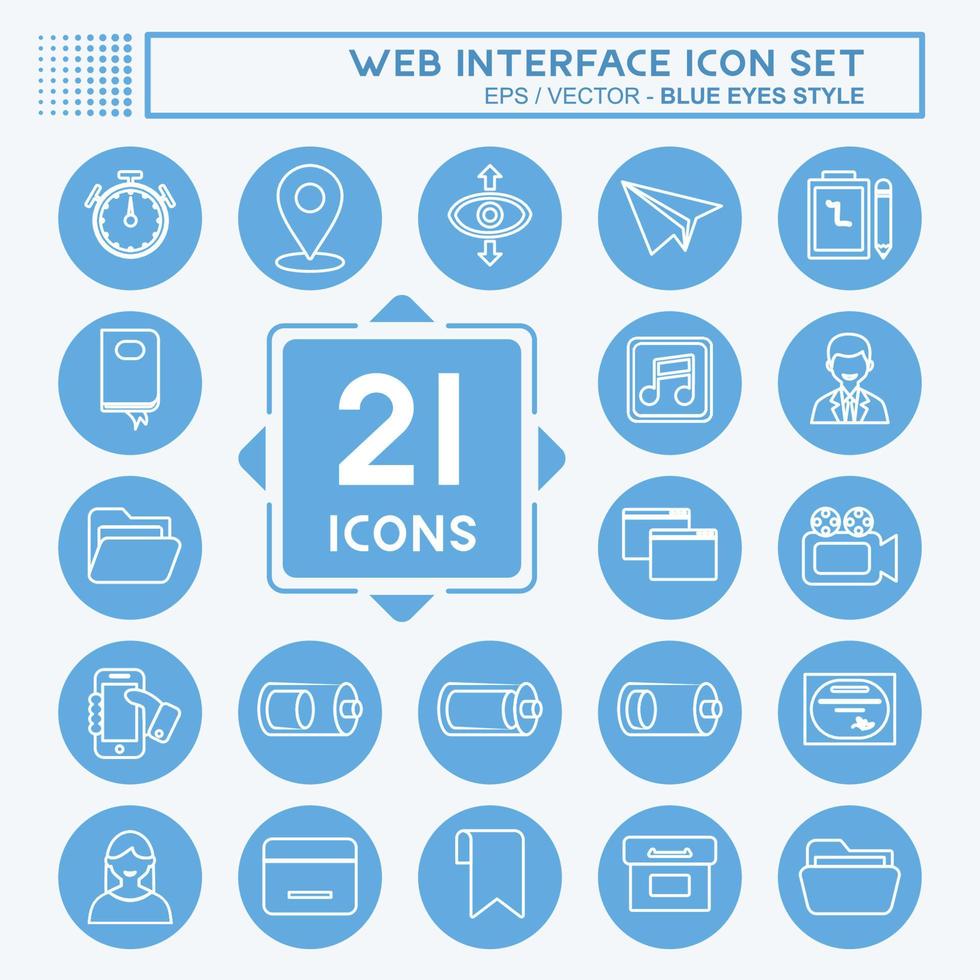 pictogram webinterface ingesteld. blauwe ogen stijl. eenvoudig ontwerp bewerkbaar. ontwerp sjabloon vector. eenvoudige symboolillustratie vector