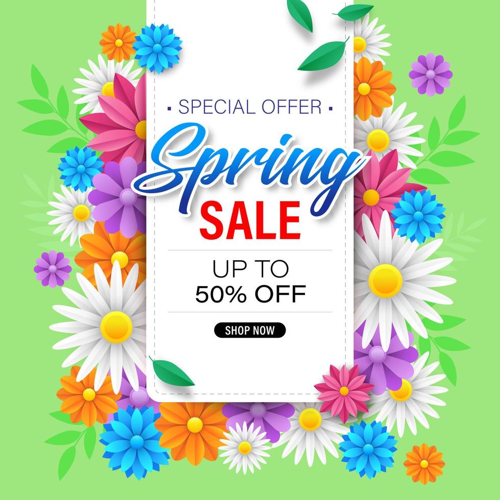 lente verkoop achtergrond met kleurrijke bloem vector
