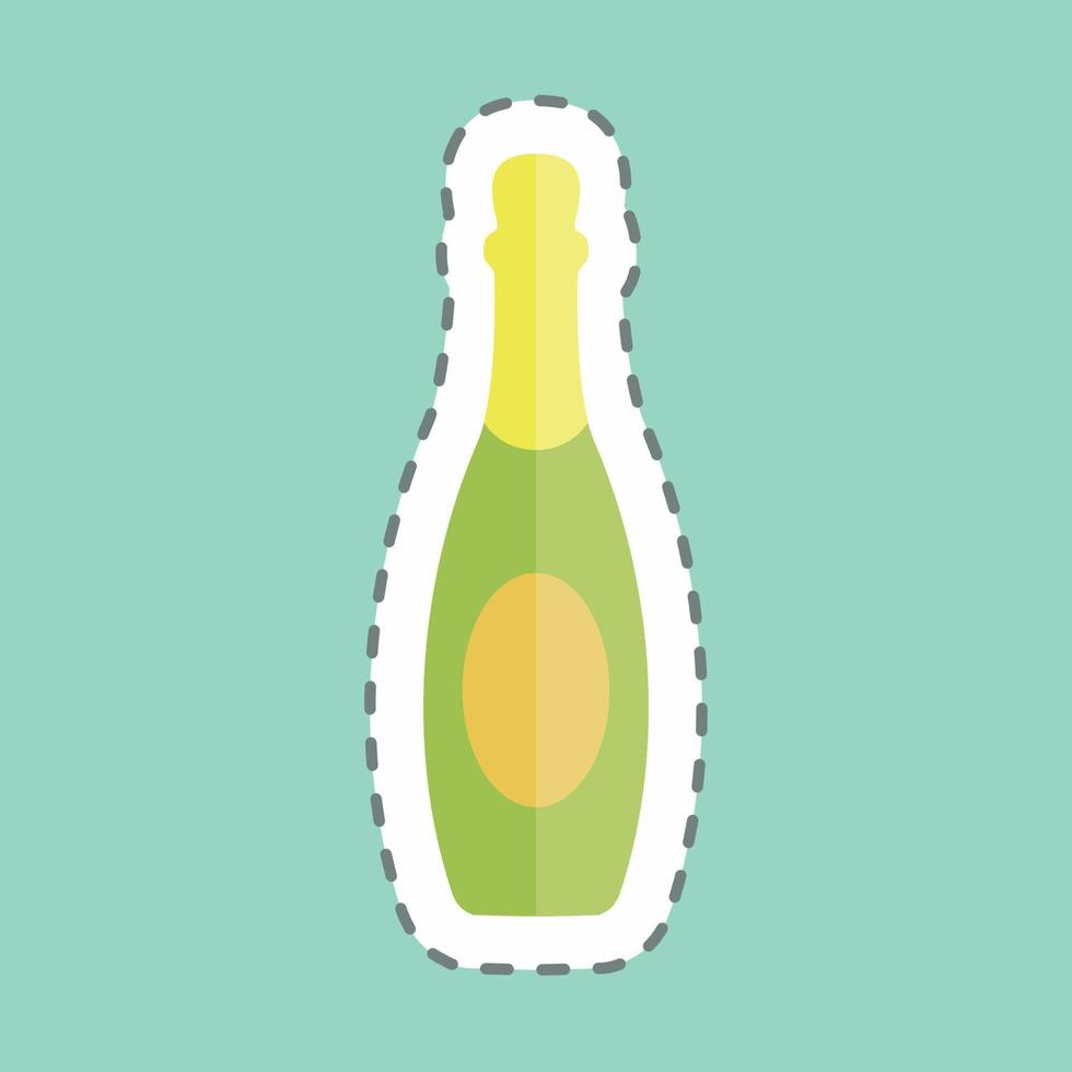 sticker lijn gesneden champagne. geschikt voor partijsymbool. eenvoudig ontwerp bewerkbaar. ontwerp sjabloon vector. eenvoudige symboolillustratie vector