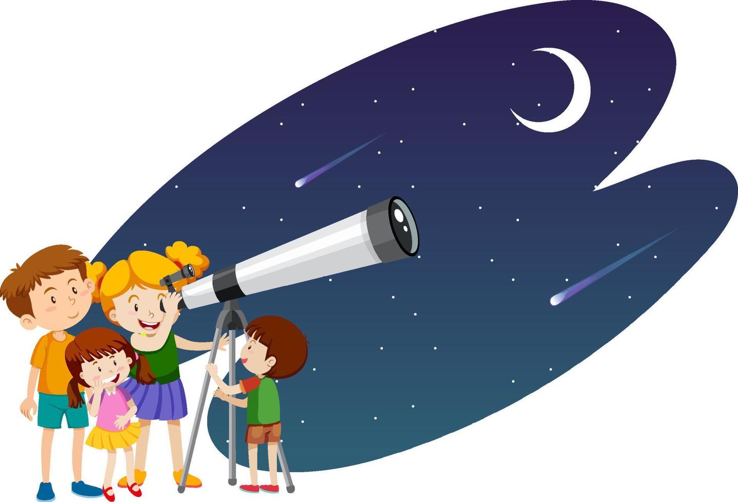 astronomiethema met kinderen die naar sterren kijken vector