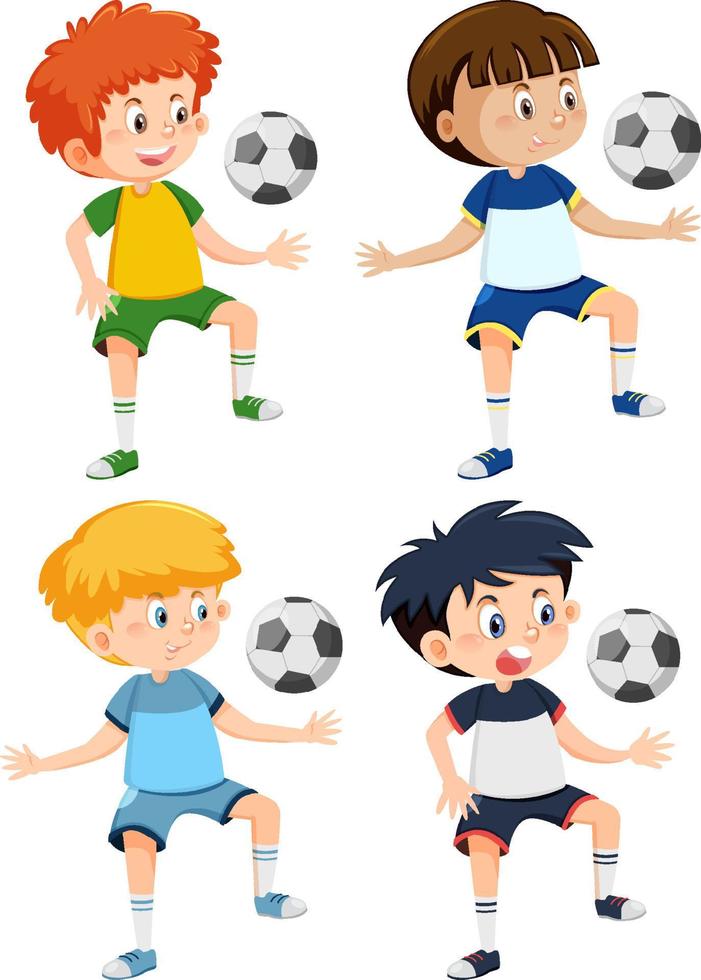 jongens die voetballen cartoon vector