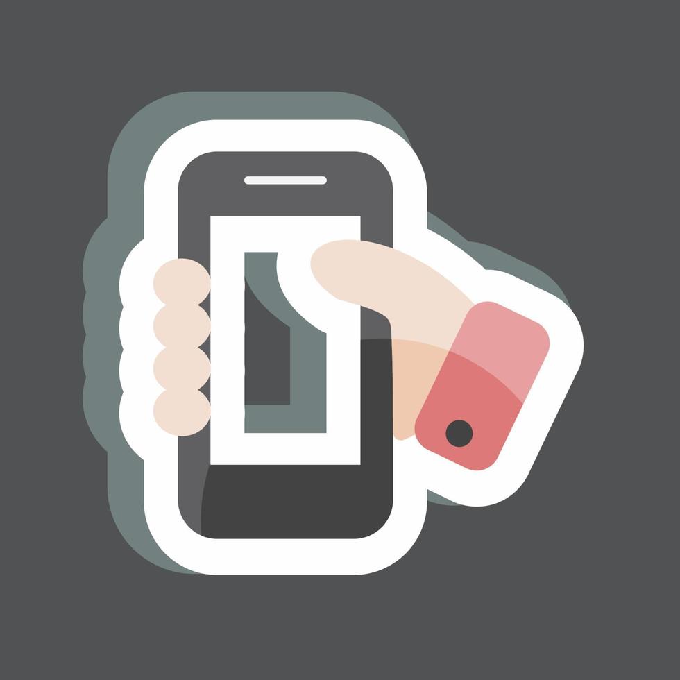 sticker met smartphone. geschikt voor webinterface-symbool. eenvoudig ontwerp bewerkbaar. ontwerp sjabloon vector. eenvoudige symboolillustratie vector