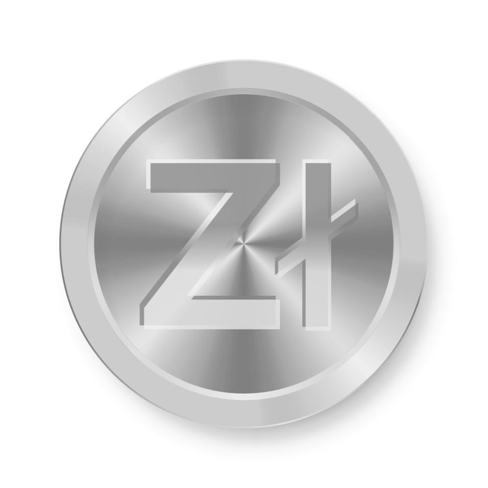 zilveren munt van zloty concept van internet web valuta vector