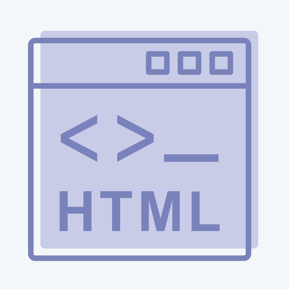 pictogram html. geschikt voor het programmeren van symbool. tweekleurige stijl. eenvoudig ontwerp bewerkbaar. ontwerp sjabloon vector. eenvoudige symboolillustratie vector