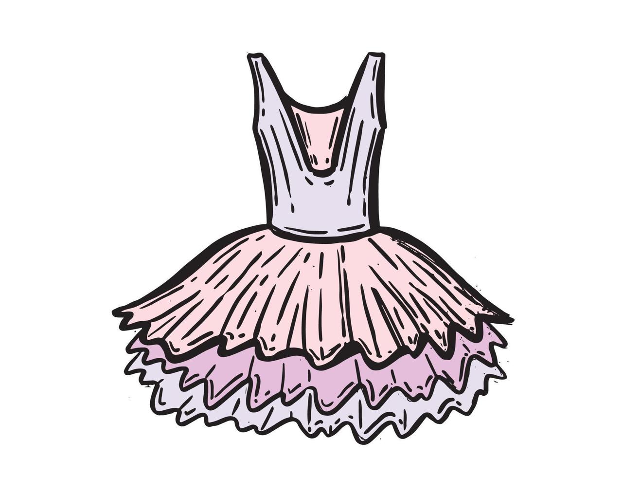 tutu jurk, ballerina. hand getekende illustratie. vector