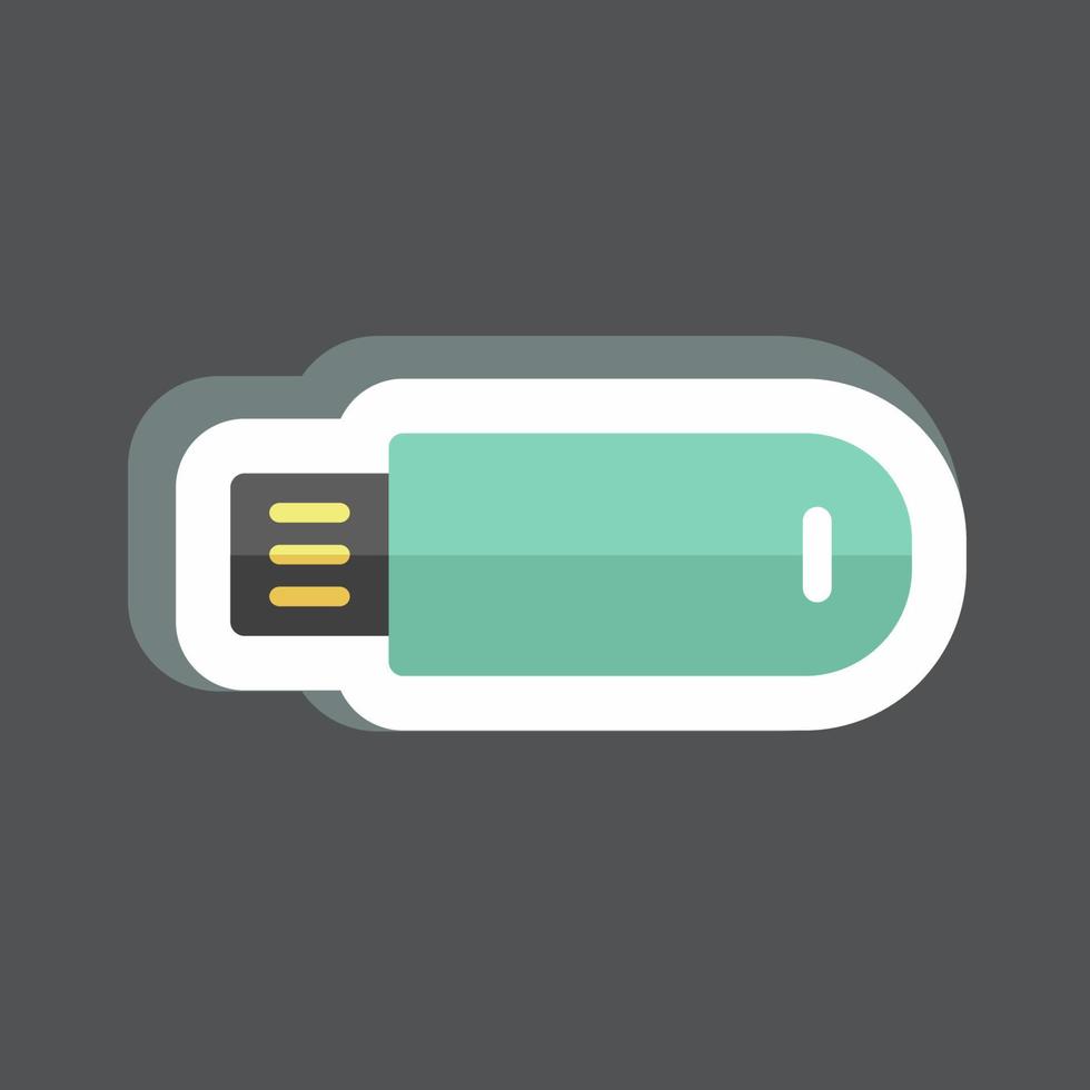 sticker usb-kabel. geschikt voor onderwijs symbool. eenvoudig ontwerp bewerkbaar. ontwerp sjabloon vector. eenvoudige symboolillustratie vector