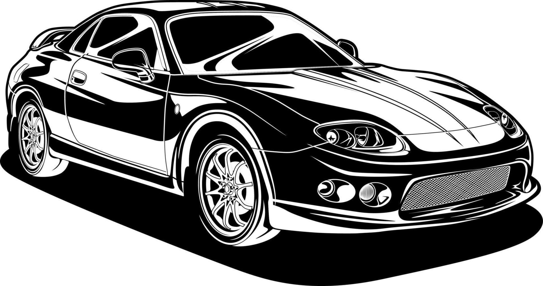 zwart-witte auto vectorillustratie voor conceptueel ontwerp vector