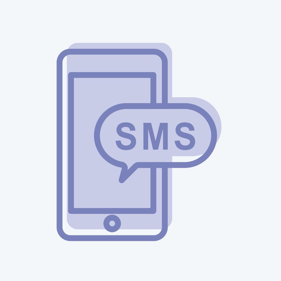 pictogram sms-melding. geschikt voor onderwijs symbool. tweekleurige stijl. eenvoudig ontwerp bewerkbaar. ontwerp sjabloon vector. eenvoudige symboolillustratie vector