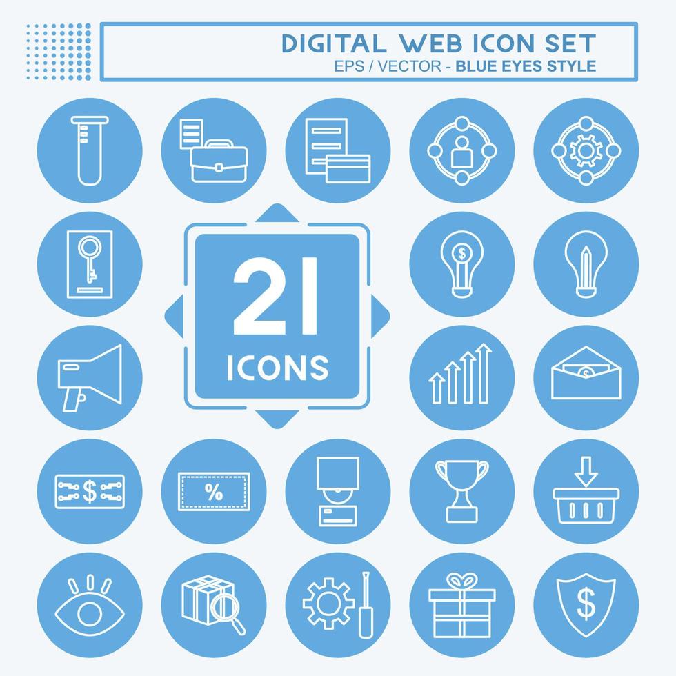 digitale web icon set. geschikt voor digitaal websymbool. blauwe ogen stijl. eenvoudig ontwerp bewerkbaar. ontwerp sjabloon vector. eenvoudige symboolillustratie vector