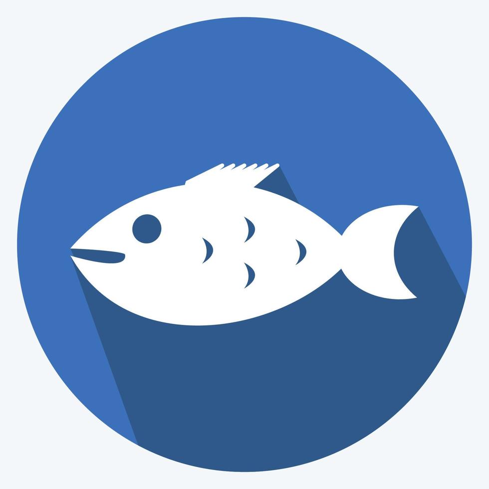 icoon clown vis. geschikt voor zeesymbool. lange schaduwstijl. eenvoudig ontwerp bewerkbaar. ontwerp sjabloon vector. eenvoudige symboolillustratie vector