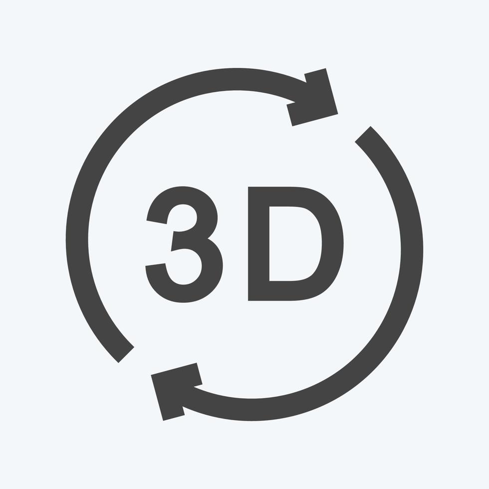 pictogram 3D-rotatie. geschikt voor infographics symbool. glyph-stijl. eenvoudig ontwerp bewerkbaar. ontwerp sjabloon vector. eenvoudige symboolillustratie vector