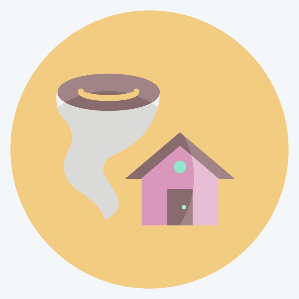 pictogram tornado die huis raakt. geschikt voor rampen symbool. vlakke stijl. eenvoudig ontwerp bewerkbaar. ontwerp sjabloon vector. eenvoudige symboolillustratie vector