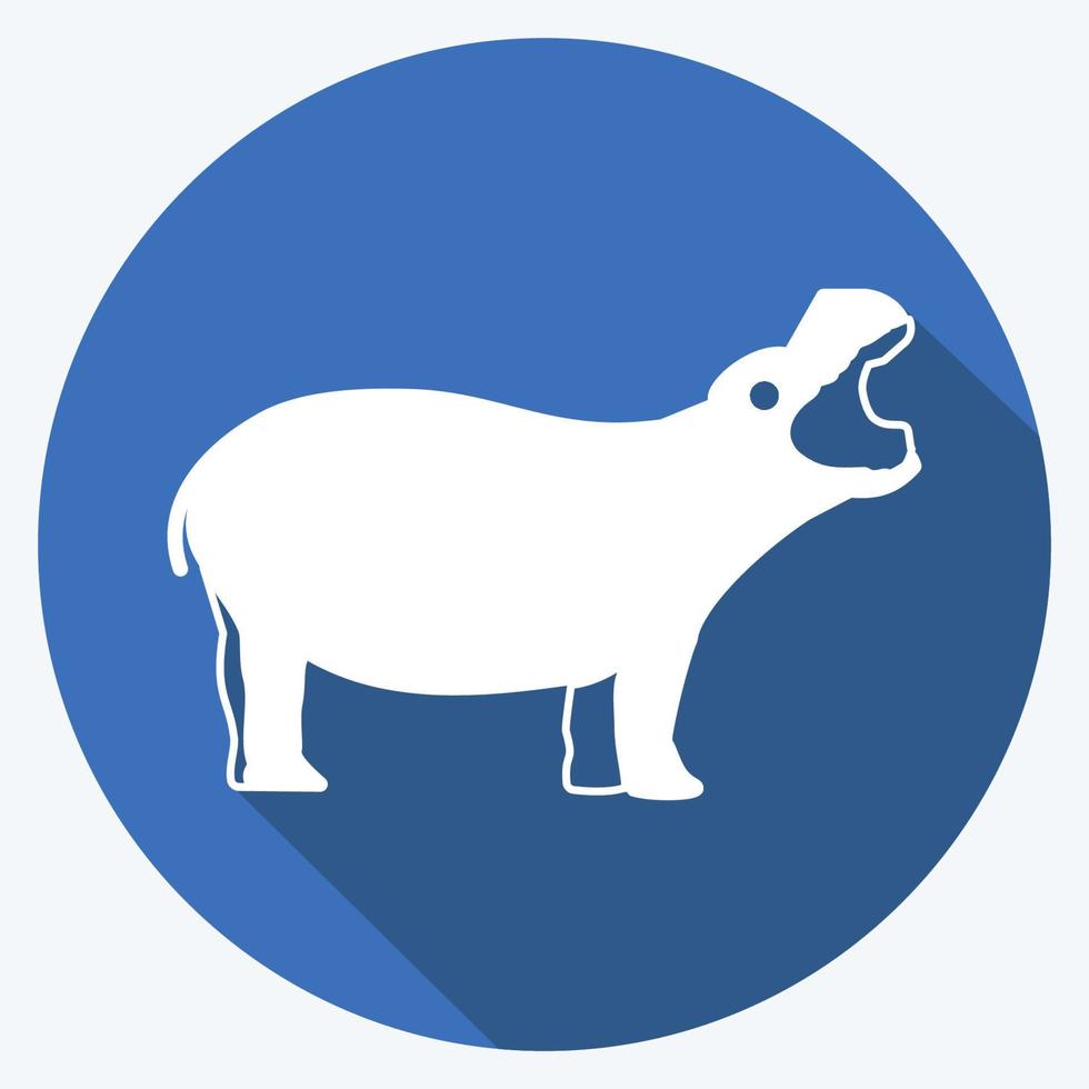 pictogram nijlpaard. geschikt voor dier symbool. lange schaduwstijl. eenvoudig ontwerp bewerkbaar. ontwerp sjabloon vector. eenvoudige symboolillustratie vector