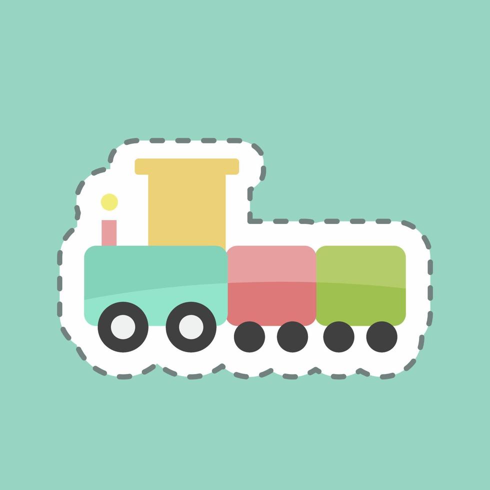 sticker lijn gesneden speelgoed trein. geschikt voor babysymbool. eenvoudig ontwerp bewerkbaar. ontwerp sjabloon vector. eenvoudige symboolillustratie vector