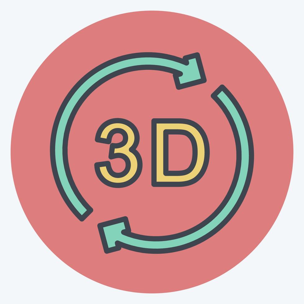 pictogram 3D-rotatie. geschikt voor infographics symbool. kleur partner stijl. eenvoudig ontwerp bewerkbaar. ontwerp sjabloon vector. eenvoudige symboolillustratie vector