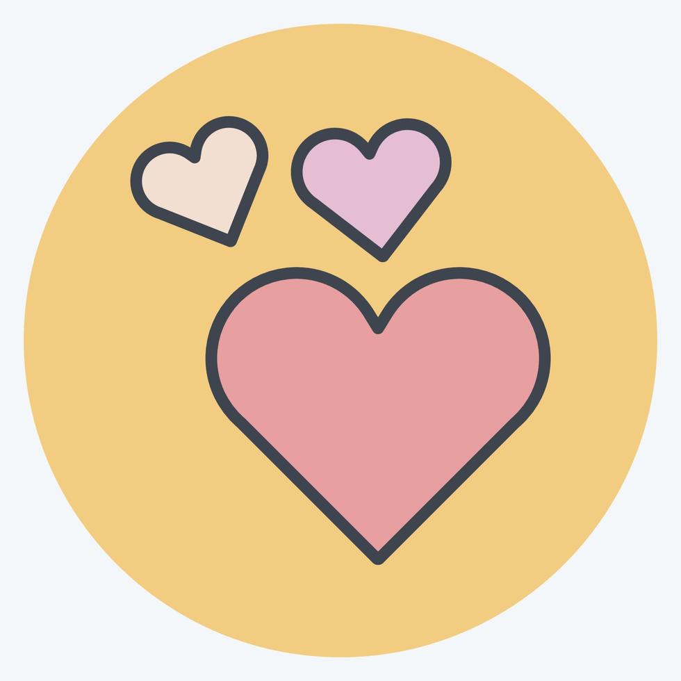 pictogram twee harten. geschikt voor huwelijkssymbool. kleur partner stijl. eenvoudig ontwerp bewerkbaar. ontwerp sjabloon vector. eenvoudige symboolillustratie vector