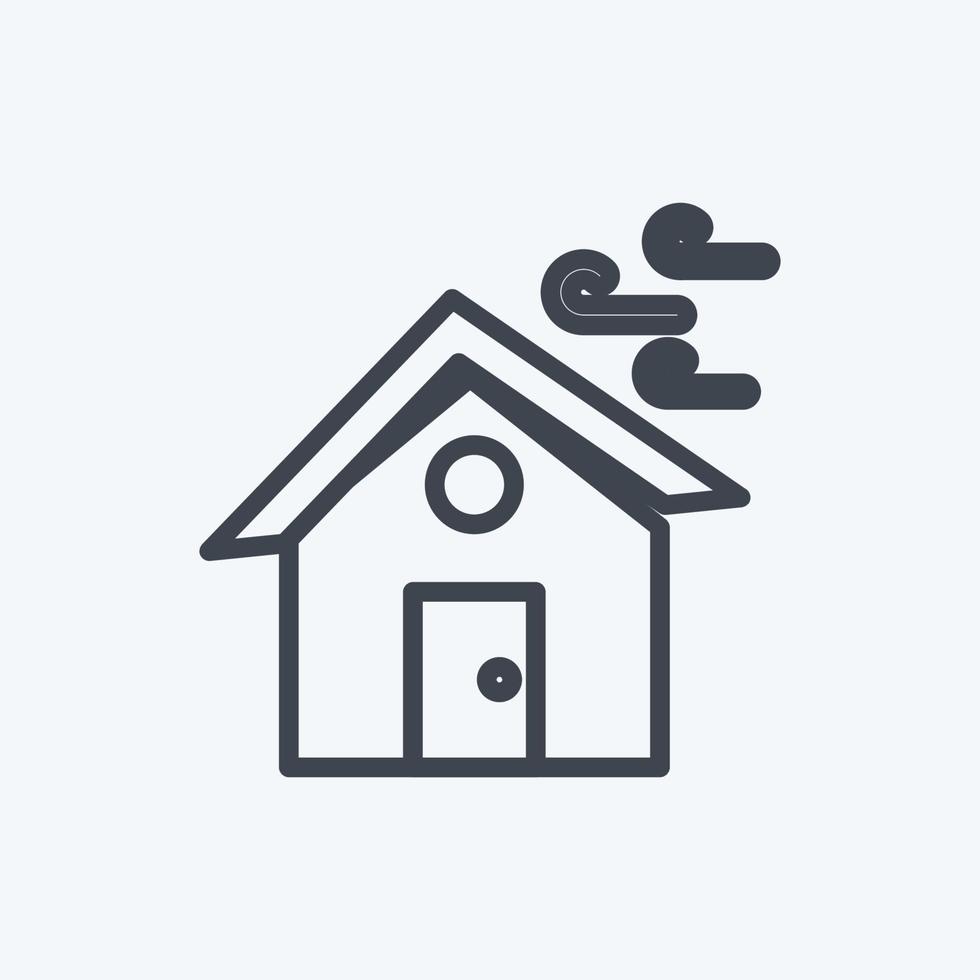 pictogram winden raken huis. geschikt voor rampen symbool. lijn stijl. eenvoudig ontwerp bewerkbaar. ontwerp sjabloon vector. eenvoudige symboolillustratie vector